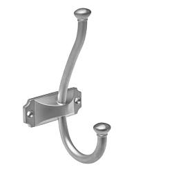 Крючок мебельный двухрожковый матовый хром; KR 0420 SC