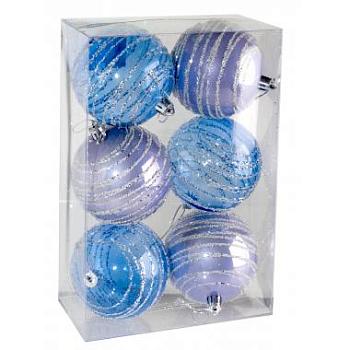 Набор шаров новогодних пластик 6шт/8см голубой; SYQB-0119204