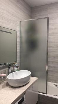 Душевая торцевая ширма на ванну 750x1500мм универсальная стекло матовое 5мм; AULICA, AL-16751