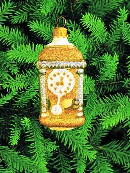 Украшение новогоднее на елку стекло Часы-тумба 1 шт/h 11 см; ФУ-102/2/П