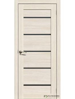Полотно дверное Fly Doors La Stella эко-шпон 206 ясень снежный черное стекло 600мм; Сибирь Профиль