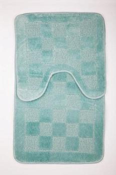 Набор ковриков для ванной комнаты 45х45, 45х75 см полипропилен на резиновой основе мяиный Шахматы; T