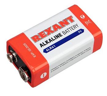 Батарейка алкалиновая 6LR61 Крона; REXANT, 30-1061