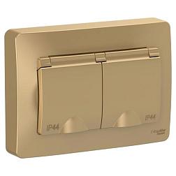 Розетка 2-м с/у BLANCA 16А IP44 250В с защ/крышка защ/штор с/з титан Schneider Electric, BLNRS441124