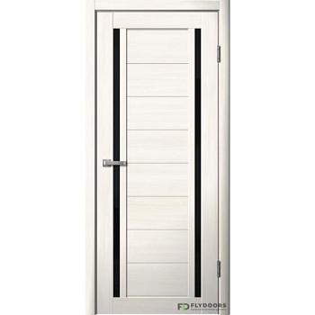 Полотно дверное Fly Doors La Stella эко-шпон 203 ясень снежный черное стекло 900мм; Сибирь Профиль