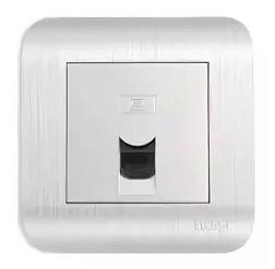 LUXAR Deco Розетка серебро с/у компьютерная RJ-45 с рифленой рамкой