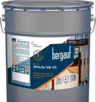 Эмаль Bergauf ПФ-115 алкидная для деревянных, металлических и бетонных поверхностей св.-серая 25 кг