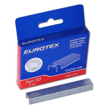 Скобы закаленные для мебельного степлера 8 мм ТИП 53 1000 шт; EUROTEX, 032332-008