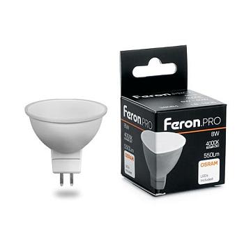 Лампа cветодиодная LB-1608 8Вт 4000K 230В G5.3 MR16 ; Feron.PRO, 38090