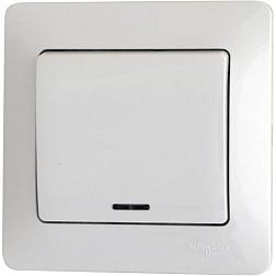 Выключатель Glossa с/у белый 1-кл с подсв; Schneider Electric; GSL000113