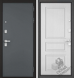 Дверь металлическая Мастино CITY PRIME 2 860 R Черный муар/Роял дуб белый 860 левая; Бульдорс