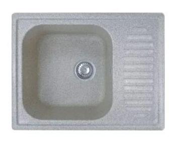Мойка кухонная врезная иск камень 620х480 мм GranFest-ECO-13 квадрат с крылом серый