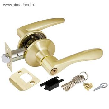 Ручка дверная защелка 6020 E ключ/фиксатор SB матовое золото; Punto