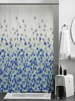 Штора для ванной комнаты Flakes 180х180см с кольцами полиэстер серый голубой, CPT18180500