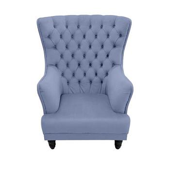 Кресло Квин 850х950х1140мм с каретной стяжкой голубой/SHAGGY OCEAN