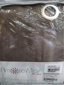 Штора портьерная Однотонный Канвас 200x270 см люверсы коричневый, RR 1403-193; Amore Mio, 90544