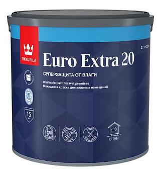 Краска В/Д для влажных помещений Euro Extra 20 полуматовая А 2,7 л; TIKKURILA