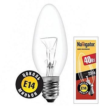 Лампа накаливания NI B 40Вт E14 230В CL; NAVIGATOR, 94 303