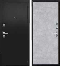 Дверь металлическая Сталкер Тоскана 960х2050мм L 1,2 мм черный муар с блесками/бетон серый