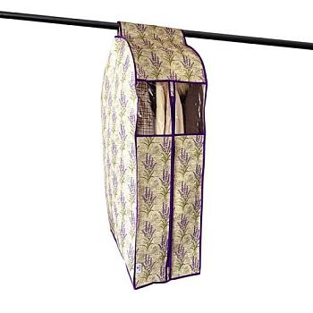 Чехол для одежды обьемный ЛАВАНДА 100x60x30 см с окошком, ткань