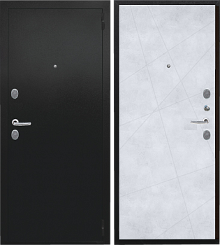 Дверь металлическая Сталкер Тоскана 860х2050мм R 1,2 мм черный муар с блесками/бетон снежный
