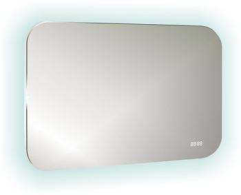 Зеркало Шампань для ванной комнаты прямоугольное 800х550 мм с датчиком движения, часами; ФР-00001037