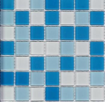 Мозаика стеклянная SKY бело-голубой микс 32,7х32,7см (чип 20х20х4мм)