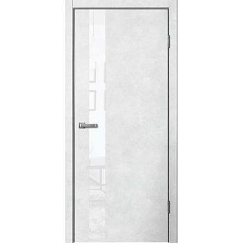 Полотно дверное 2005 эко-шпон бетон светлый белое стекло 600мм защелка магнитная+скрытая петля 2шт