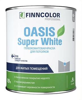 Краска В/Д для потолков Oasis Super White матовая 0,9 л; FINNCOLOR