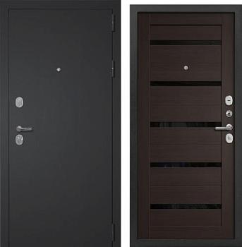 Дверь металлическая Бункер Кристел 960х2050мм R 1,2 мм черный муар/орех темный