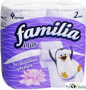 Бумага туалетная Familia Plus 2-х слойная 4рул волшебный цветок