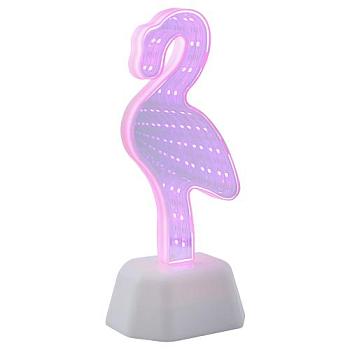 Ночник LED зеркальный Фламинго розовый 3хАА 82х72х190мм Apeyron; NL-01