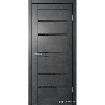 Полотно дверное Fly Doors BARN В1 ПВХ бетон темный черное стекло 800мм; Сибирь Профиль