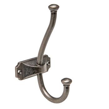 Крючок мебельный двухрожковый черн старинный цинк; KR 0420 BAZ