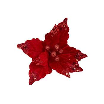 Украшение декоративное 22х22х15см бархатный цветок красный; 81667