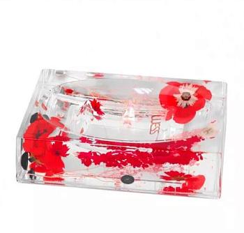 Мыльница настольная пластик гель прозрачно-красный Vermilion; 880-20