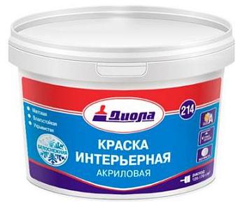 Краска В/Д для стен и потолков Д-214 матовая 1,5 кг; Диола