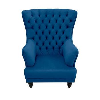 Кресло Квин 850х950х1140мм с каретной стяжкой темно синий/SHAGGY DENIM