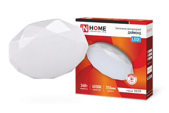 Светильник LED DECO ДАЙМОНД настенно-потолочный 36Вт 380х55мм; IN HOME, 4690612033716