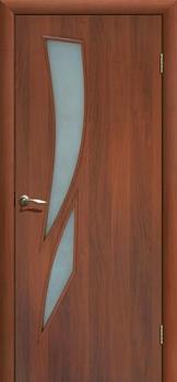 Полотно дверное Fly Doors Стрелиция итальянский орех ПОФ 600мм стекло с фьюзингом; Сибирь Профиль