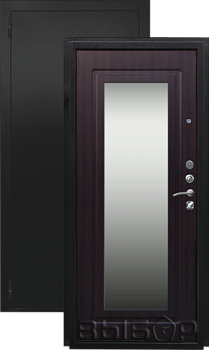 Дверь металлическая Выбор Зеркало 960х2050мм R 1,2 мм черный бархат/венге