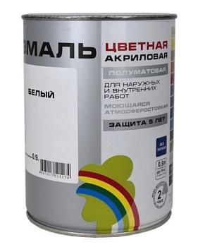 Эмаль акриловая COLORS ВДАК 220 белый, 0,9 л; РАДУГА