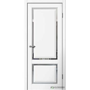 Полотно дверное Fly Doors Estetic E02 эмалит белый зеркало ПО 900мм; Сибирь Профиль