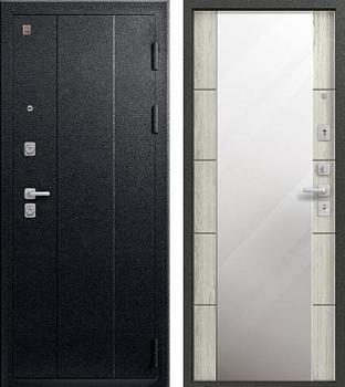 Дверь металлическая С-104 960х2050мм R 1,0мм черный муар-дуб полярный,зеркало