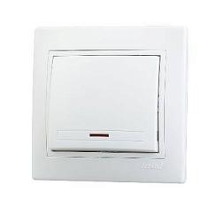 Выключатель Mira с/у белый 1-кл с подсв; Lezard, 701-0202-111
