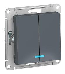 Выключатель 2-кл. с/у AtlasDesign 10А IP20 с подсветкой грифель Schneider Electric, ATN000753