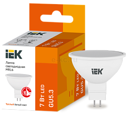Лампа светодиодная ECO MR16 7Вт 3000К GU5.3 630лм 230-240В IEK LLE-MR16-7-230-30-GU5