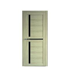 Полотно дверное Фрегат эко-шпон Кельн лиственница мокко 600мм стекло черное