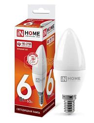 Лампа светодиодная LED СВЕЧА VC 6Вт 230В Е14 6500К 540Лм; IN HOME, 4690612030333