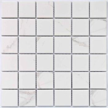 Мозаика керамическая CARRARA-48 бело-серый микс мат 30,3х30,4см (чип 48х48х6мм)